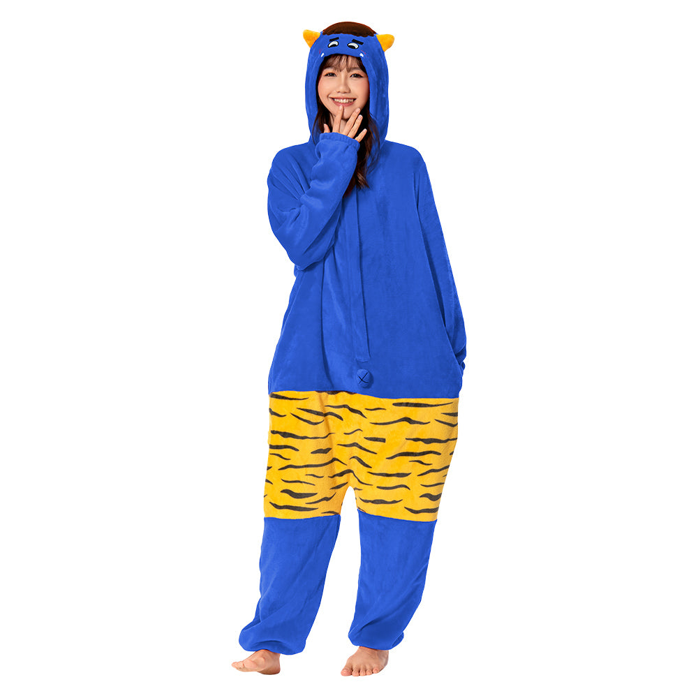 OLAOLA Unisex Adult Plush Blue Ogre Festival Onesie Pajamas Warm Home One-Piece Sleepwear