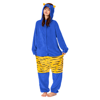 OLAOLA Unisex Adult Plush Blue Ogre Festival Onesie Pajamas Warm Home One-Piece Sleepwear
