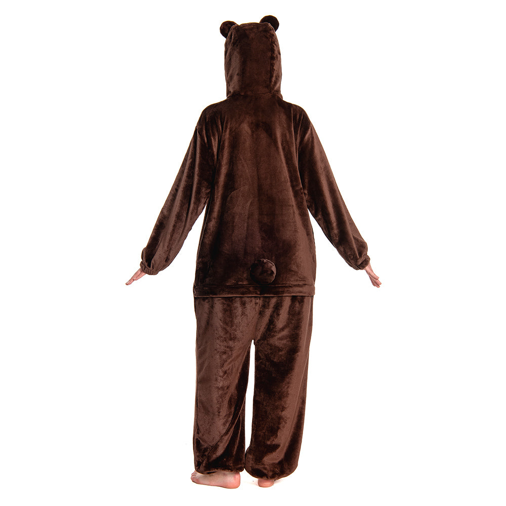 OLAOLA Unisex Adult Plush Brown Bear Animals Onesie Pajamas Warm Home One-Piece Sleepwear