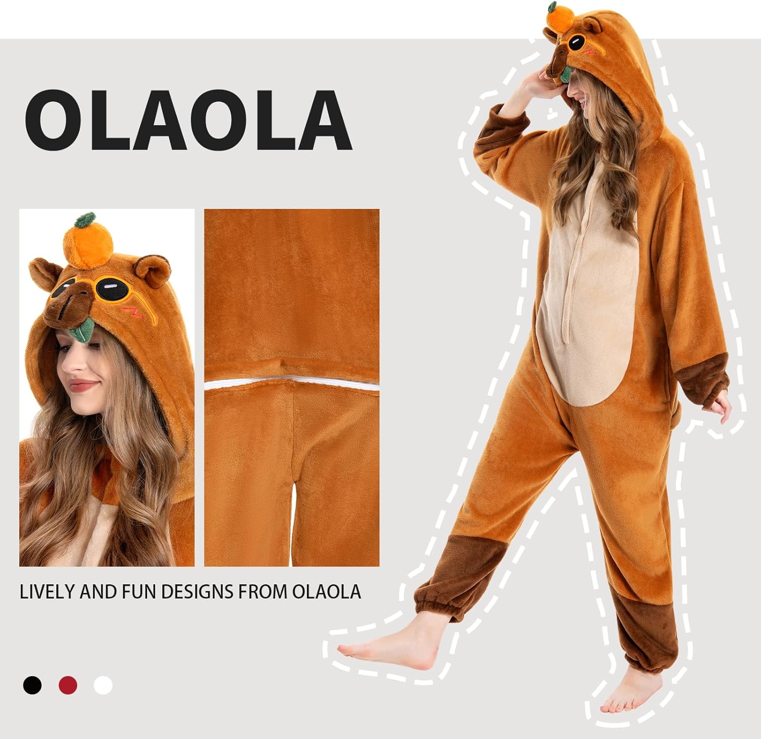 OLAOLA Unisex Adult Plush Capybara Animals Onesie Pajamas Warm Home One-Piece Pijamas Sleepwear
