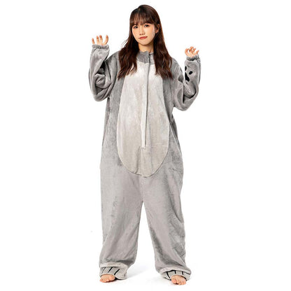 OLAOLA Unisex Adult Plush Cat Animals Onesie Pajamas Warm Home One-Piece Sleepwear