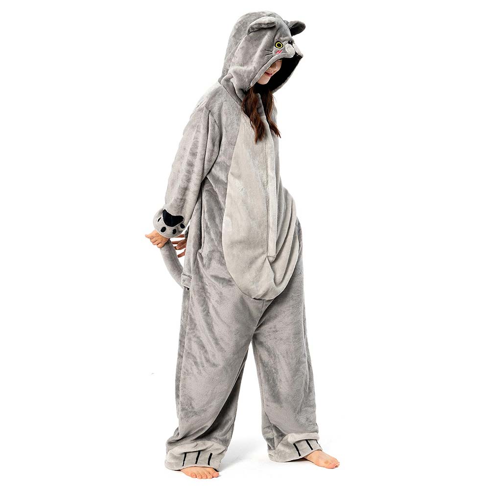 OLAOLA Unisex Adult Plush Cat Animals Onesie Pajamas Warm Home One-Piece Sleepwear