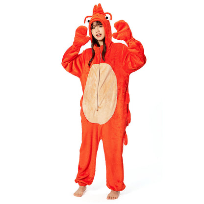 OLAOLA Unisex Adult Plush Crayfish Animals Onesie Pajamas Warm Home One-Piece Sleepwear