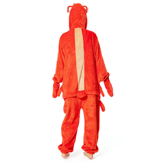 OLAOLA Unisex Adult Plush Crayfish Animals Onesie Pajamas Warm Home One-Piece Sleepwear