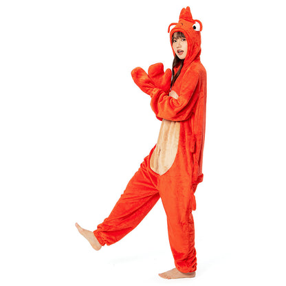 OLAOLA Unisex Adult Plush Crayfish Animals Onesie Pajamas Warm Home One-Piece Sleepwear