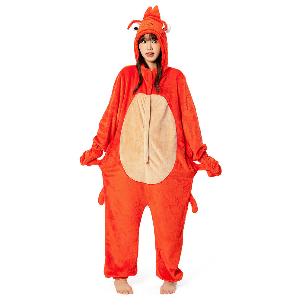 OLAOLA Unisex Adult Plush Crayfish Animals Onesie Pajamas Warm Home One-Piece Sleepwear