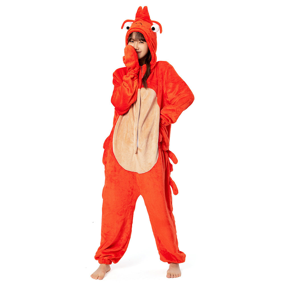 OLAOLA Unisex Adult Plush Crayfish Animals Onesie Pajamas Warm Home One-Piece Sleepwear