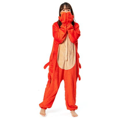 OLAOLA Unisex Adult Plush Crayfish Animals Onesie Pajamas Warm Home One-Piece Sleepwear
