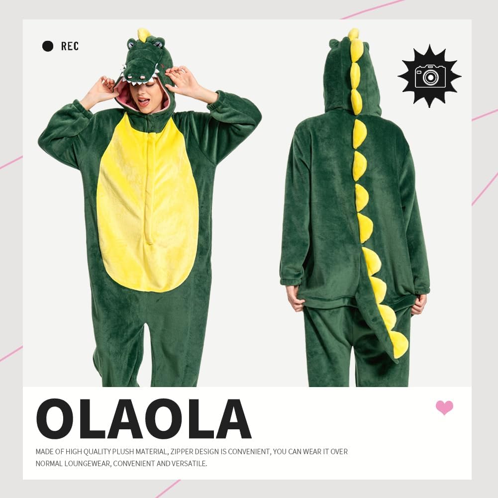 OLAOLA Unisex Adult Plush Crocodile Animals Onesie Pajamas Warm Home One-Piece Sleepwear