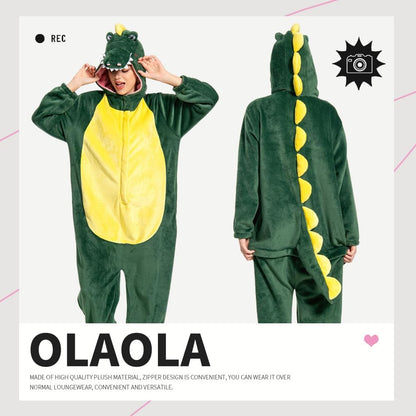 OLAOLA Unisex Adult Plush Crocodile Animals Onesie Pajamas Warm Home One-Piece Sleepwear