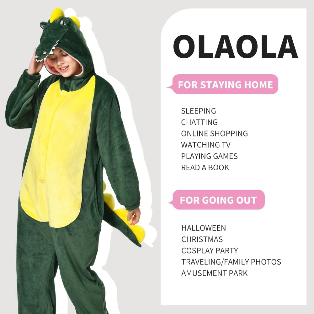 OLAOLA Unisex Adult Plush Crocodile Animals Onesie Pajamas Warm Home One-Piece Sleepwear