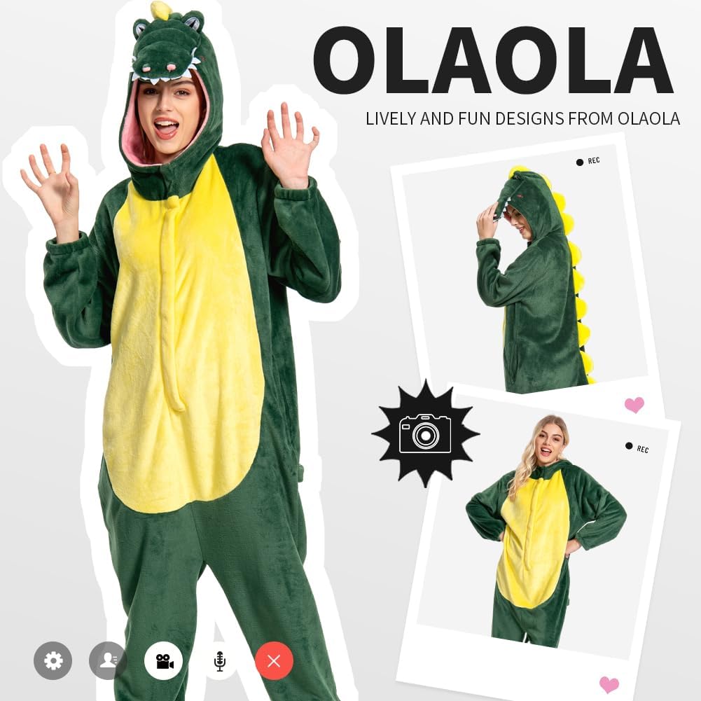 OLAOLA Unisex Adult Plush Crocodile Animals Onesie Pajamas Warm Home One-Piece Sleepwear