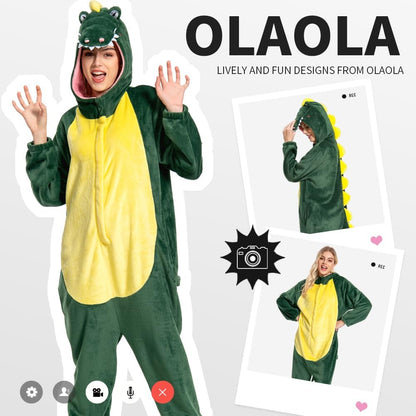 OLAOLA Unisex Adult Plush Crocodile Animals Onesie Pajamas Warm Home One-Piece Sleepwear