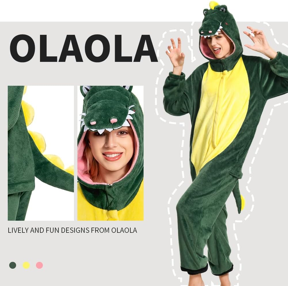 OLAOLA Unisex Adult Plush Crocodile Animals Onesie Pajamas Warm Home One-Piece Sleepwear