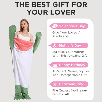 OLAOLA Unisex Adult Plush Dinosaur Blanket Animals Onesie Pajamas Wearable Warm Home One-Piece Sleepwear