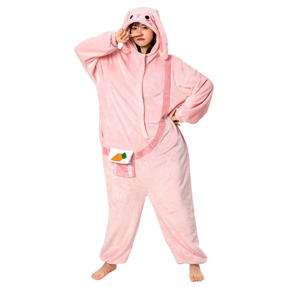 OLAOLA Unisex Adult Plush Easter Bunny Animals Onesie Pajamas Warm Home One-Piece Sleepwear Rabbit Homewear