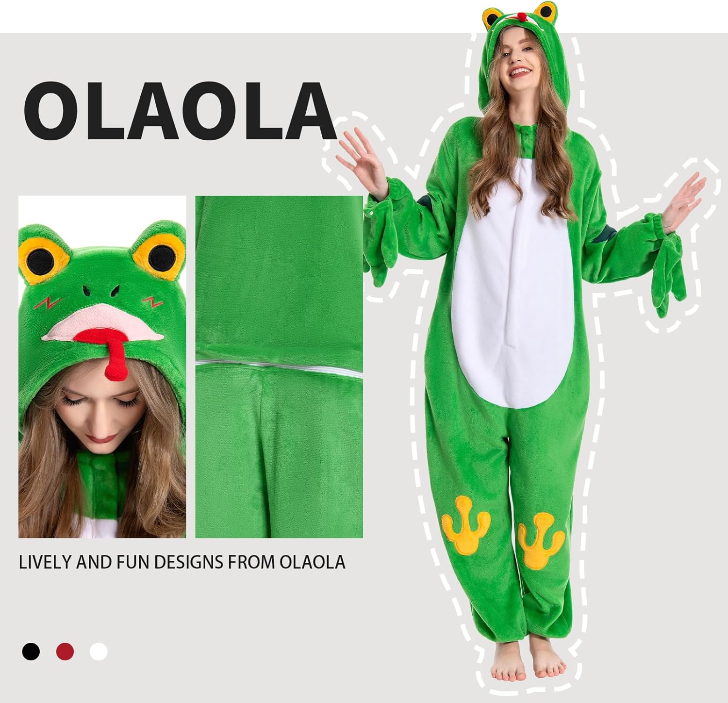 OLAOLA Unisex Adult Plush Frog Animals Onesie Pajamas Warm Home One-Piece Sleepwear