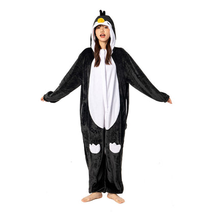 OLAOLA Unisex Adult Plush Penguin Animals Onesie Pajamas Warm Home One-Piece Sleepwear