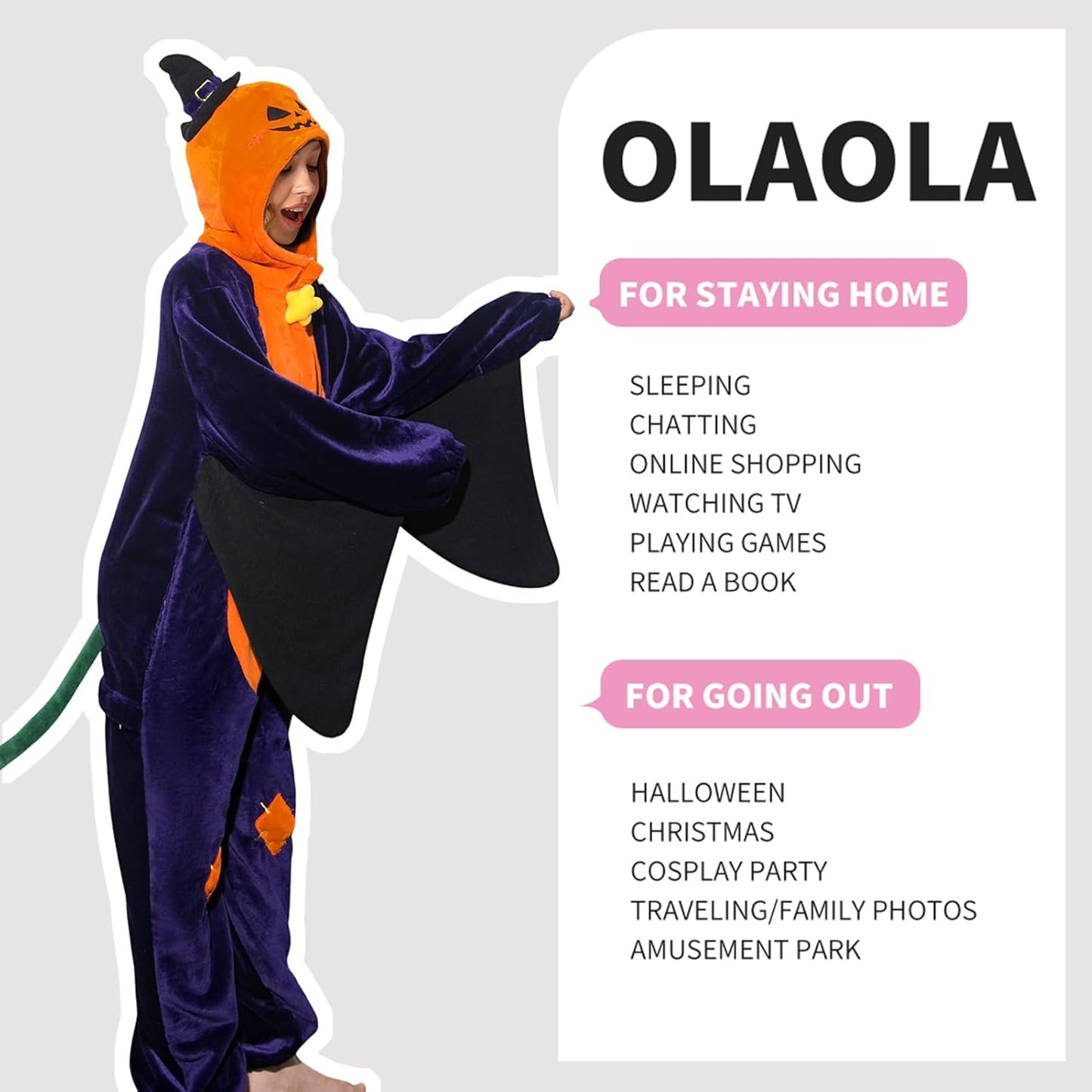 OLAOLA Unisex Adult Plush Pumpkin Food Onesie Pajamas Halloween Homewear Warm Home One-Piece Sleepwear