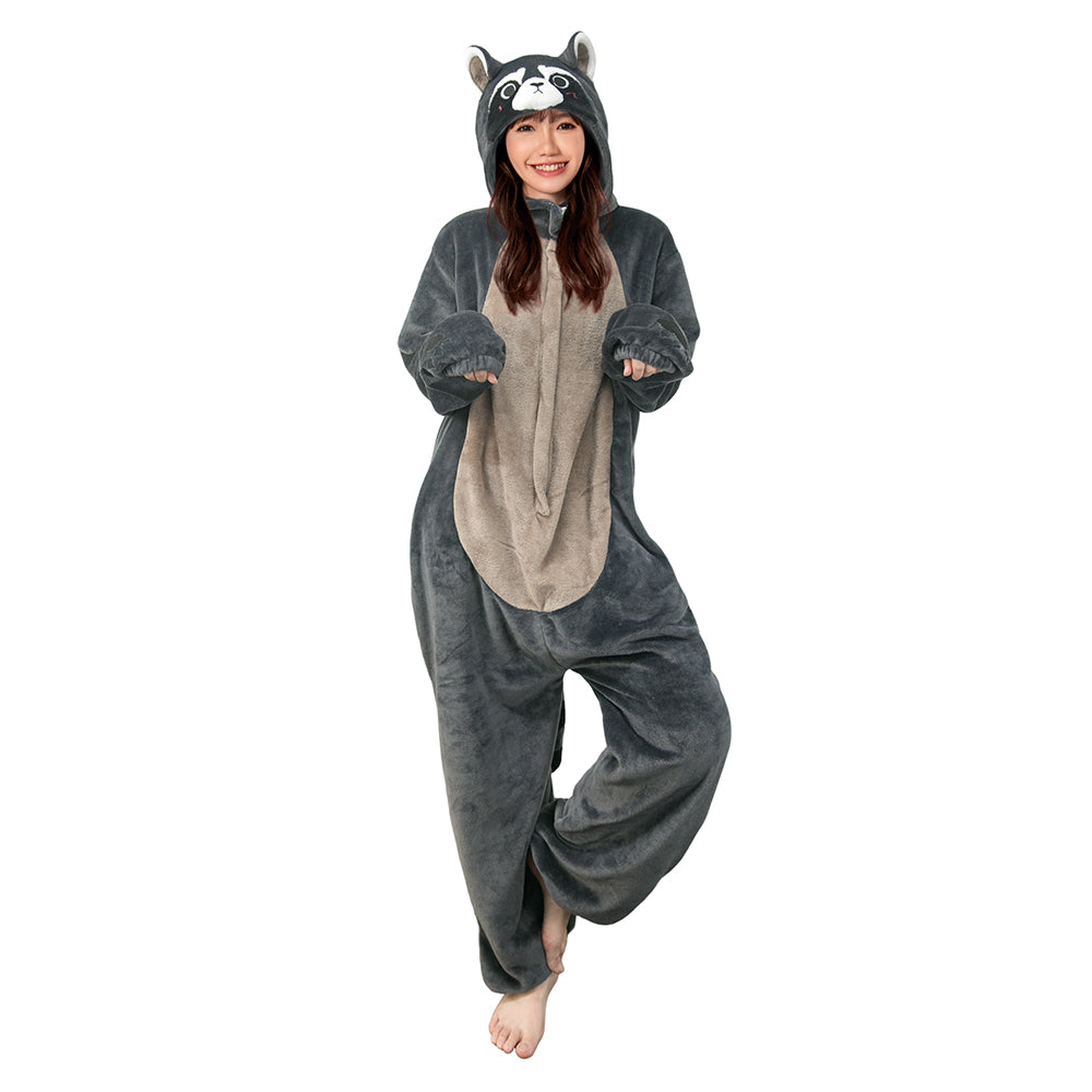 OLAOLA Unisex Adult Plush Raccon Animals Onesie Pajamas Warm Home One-Piece Sleepwear