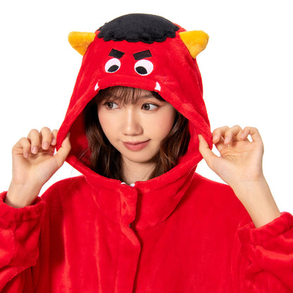 OLAOLA Unisex Adult Plush Red Ogre Festival Onesie Pajamas Warm Home One-Piece Sleepwear