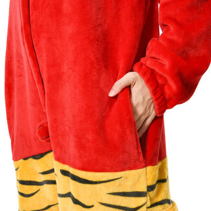 OLAOLA Unisex Adult Plush Red Ogre Festival Onesie Pajamas Warm Home One-Piece Sleepwear