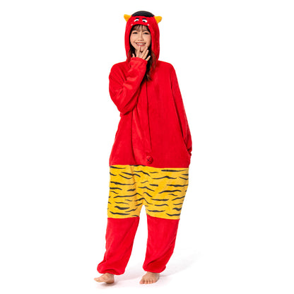 OLAOLA Unisex Adult Plush Red Ogre Festival Onesie Pajamas Warm Home One-Piece Sleepwear