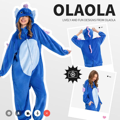 OLAOLA Unisex Adult Plush Seahorses Animals Onesie Pajamas Warm Home One-Piece Sleepwear
