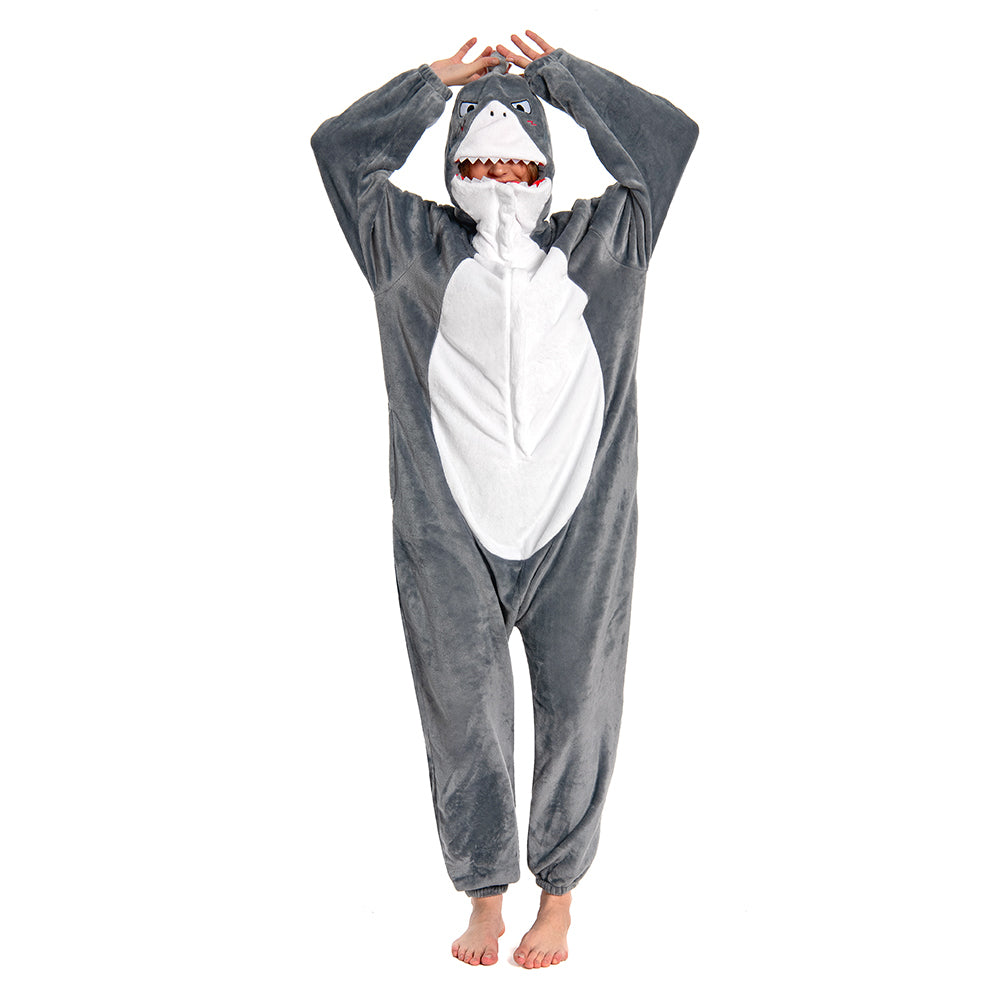 OLAOLA Unisex Adult Plush Shark Animals Onesie Pajamas Warm Home One-Piece Sleepwear