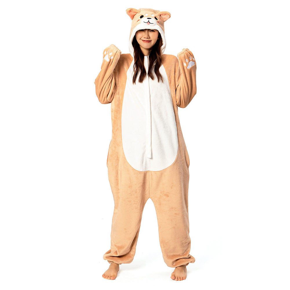 OLAOLA Unisex Adult Plush Shiba Inu Animals Onesie Pajamas Warm Home One-Piece Sleepwear
