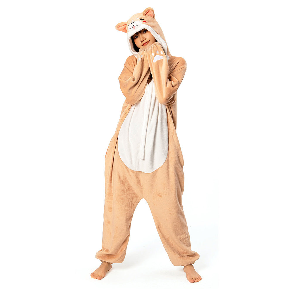 OLAOLA Unisex Adult Plush Shiba Inu Animals Onesie Pajamas Warm Home One-Piece Sleepwear