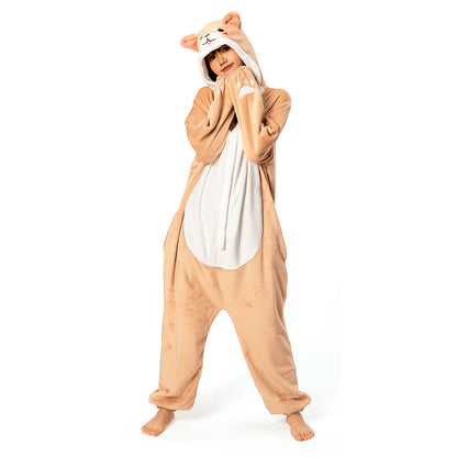 OLAOLA Unisex Adult Plush Shiba Inu Animals Onesie Pajamas Warm Home One-Piece Sleepwear