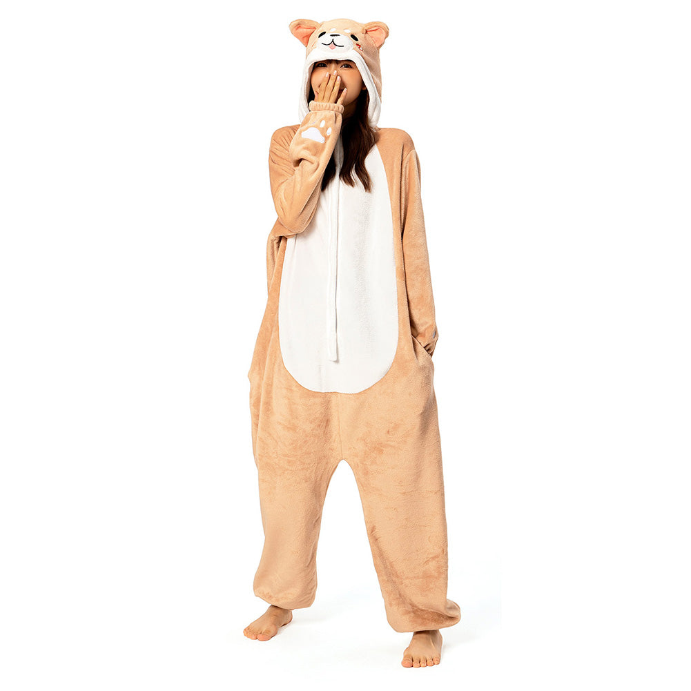 OLAOLA Unisex Adult Plush Shiba Inu Animals Onesie Pajamas Warm Home One-Piece Sleepwear