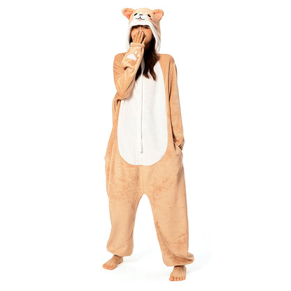 OLAOLA Unisex Adult Plush Shiba Inu Animals Onesie Pajamas Warm Home One-Piece Sleepwear