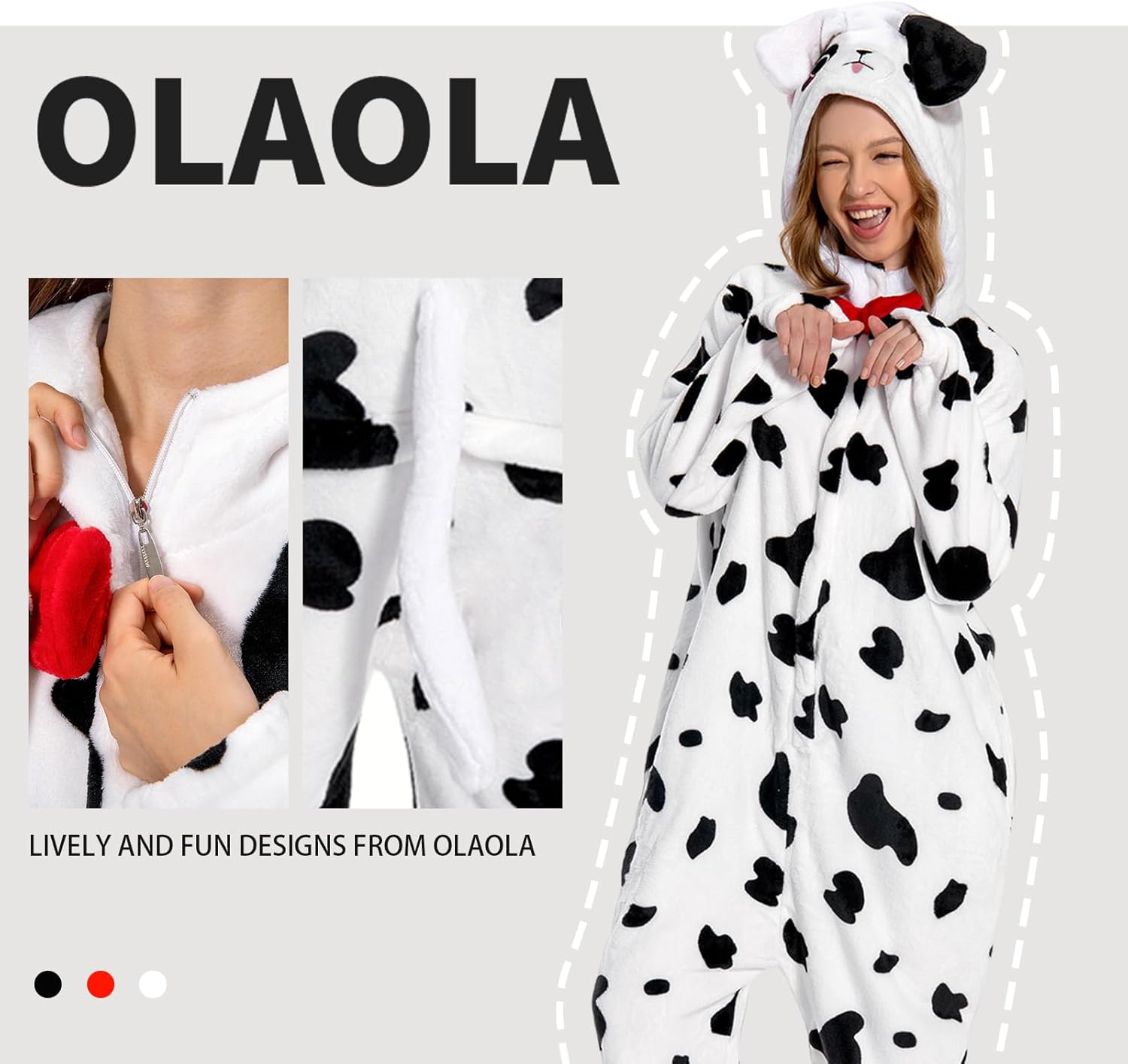 OLAOLA Unisex Adult Plush Spotty Dog Animals Onesie Pajamas Warm Home One-Piece Sleepwear