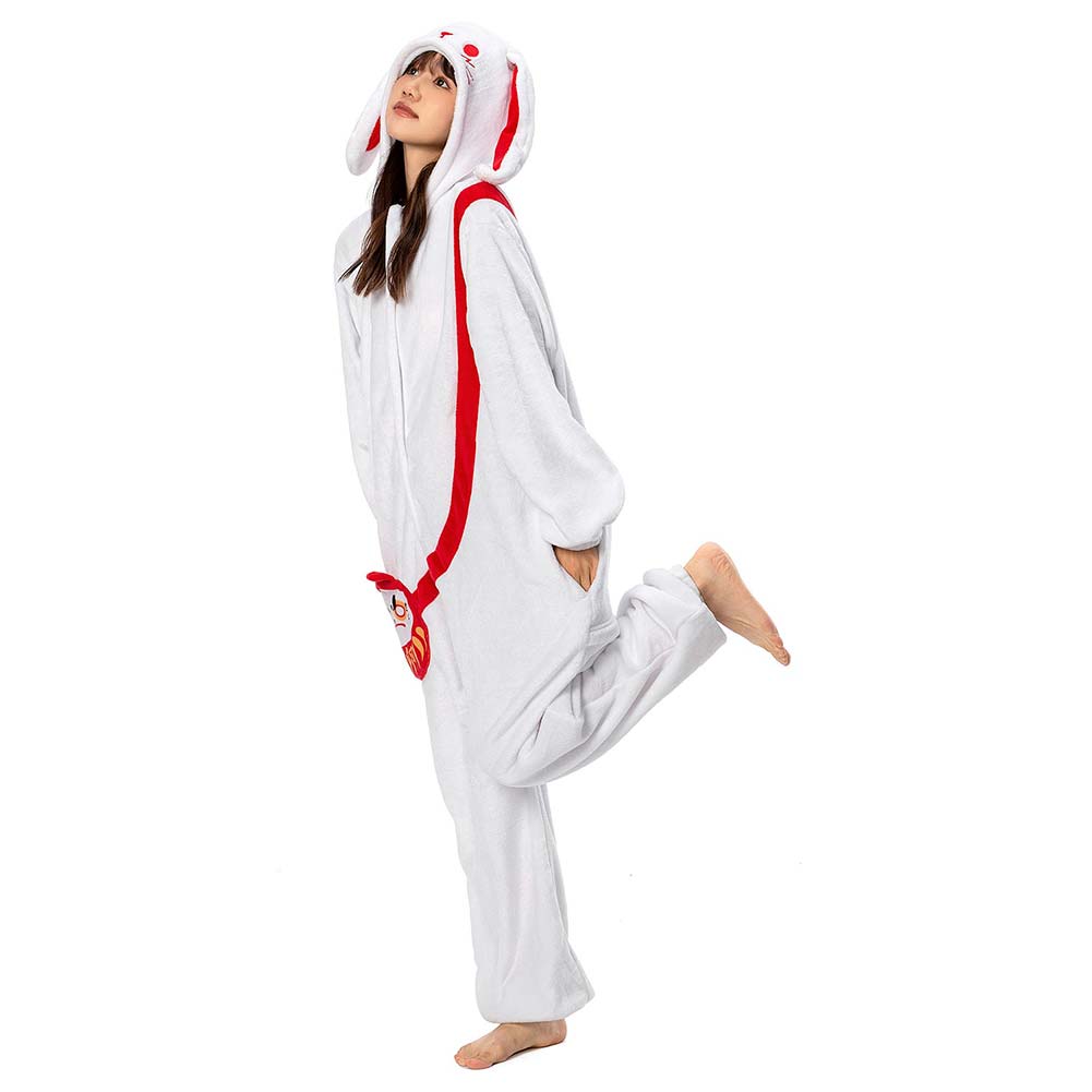 OLAOLA Unisex Adult Plush White Rabbit Animals Onesie Pajamas Warm Home One-Piece Sleepwear