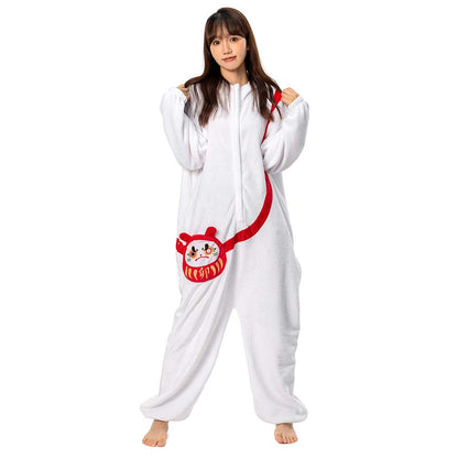 OLAOLA Unisex Adult Plush White Rabbit Animals Onesie Pajamas Warm Home One-Piece Sleepwear