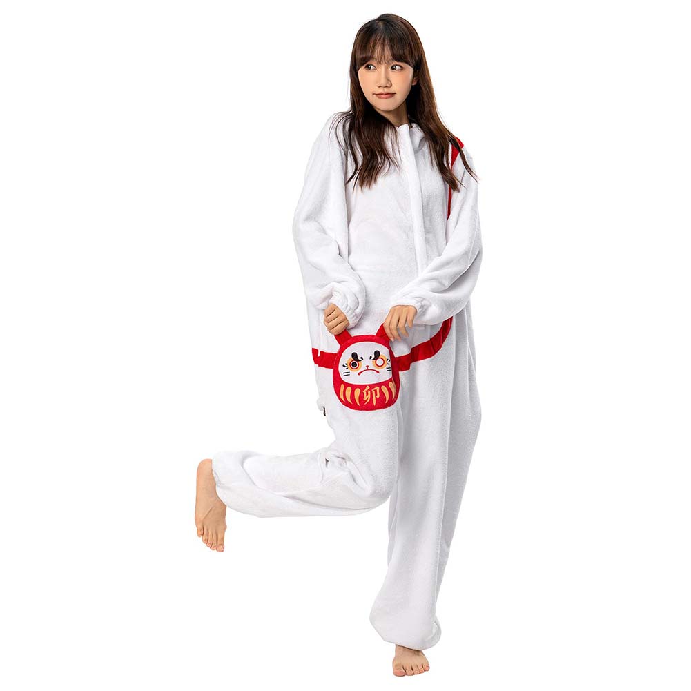 OLAOLA Unisex Adult Plush White Rabbit Animals Onesie Pajamas Warm Home One-Piece Sleepwear