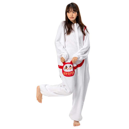 OLAOLA Unisex Adult Plush White Rabbit Animals Onesie Pajamas Warm Home One-Piece Sleepwear