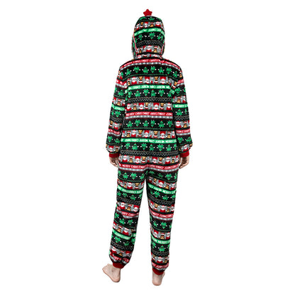 OLAOLA Unisex Adult Printed Green Christmas Tree Plush Onesie Pajamas Warm Home Sleepwear