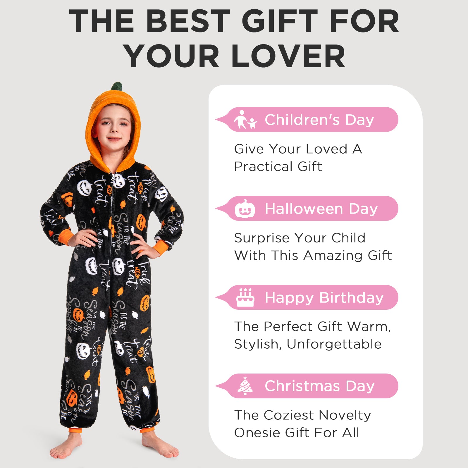 OLAOLA Unisex Adult Printed Pumpkin Plush Food Onesie Pajamas Warm Home One-Piece Sleepwear