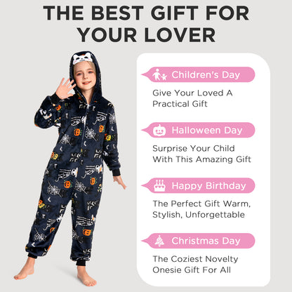 OLAOLA Unisex Adult Printed Skull Halloween Plush Onesie Pajamas Warm Home One-Piece Sleepwear
