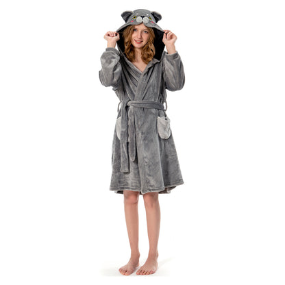 OLAOLA Women Adult Blue Cat Animal Onesie Plush Bathrobe Soft Flannel Warm Home Robe