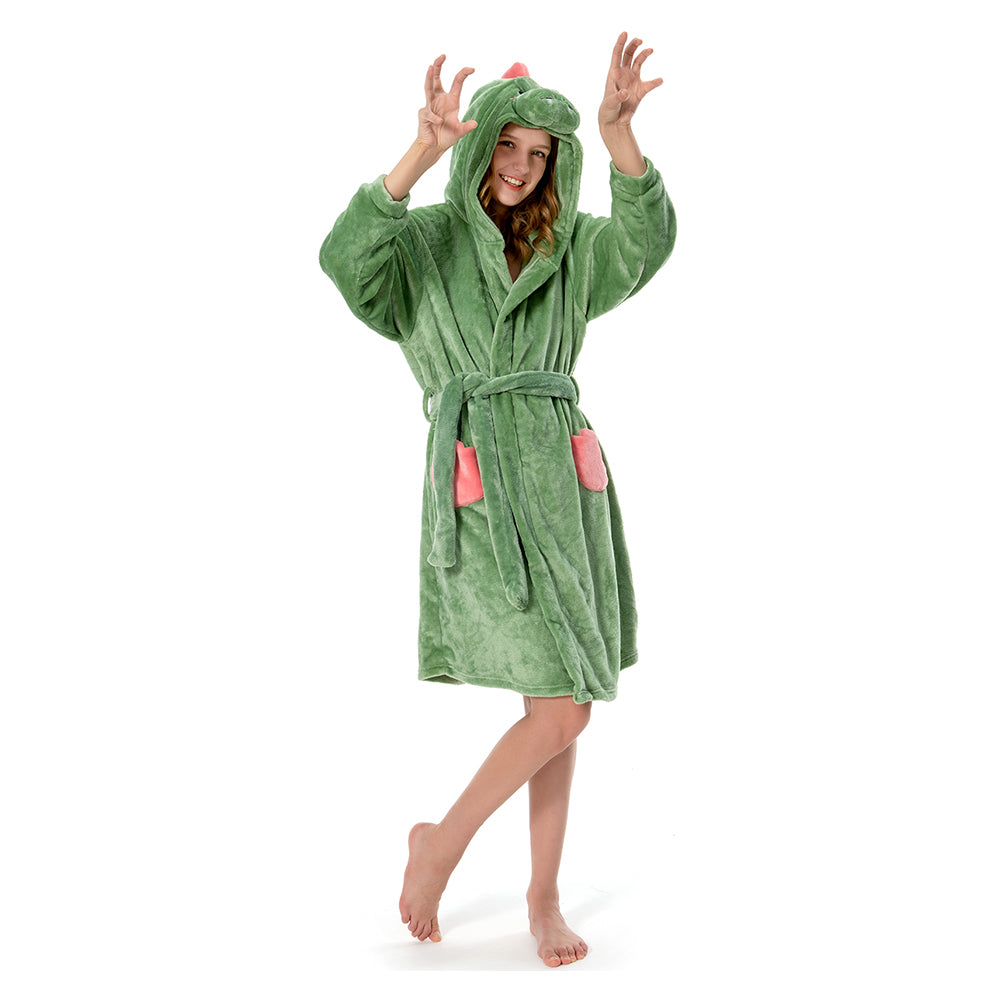 OLAOLA Women Adult Dinosaurs Animal Onesie Plush Bathrobe Soft Flannel Warm Home Robe