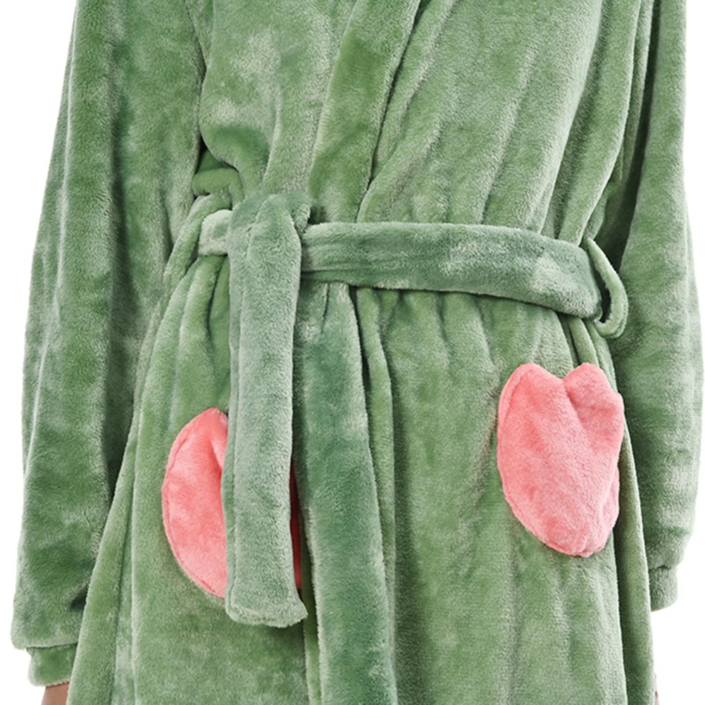 OLAOLA Women Adult Dinosaurs Animal Onesie Plush Bathrobe Soft Flannel Warm Home Robe