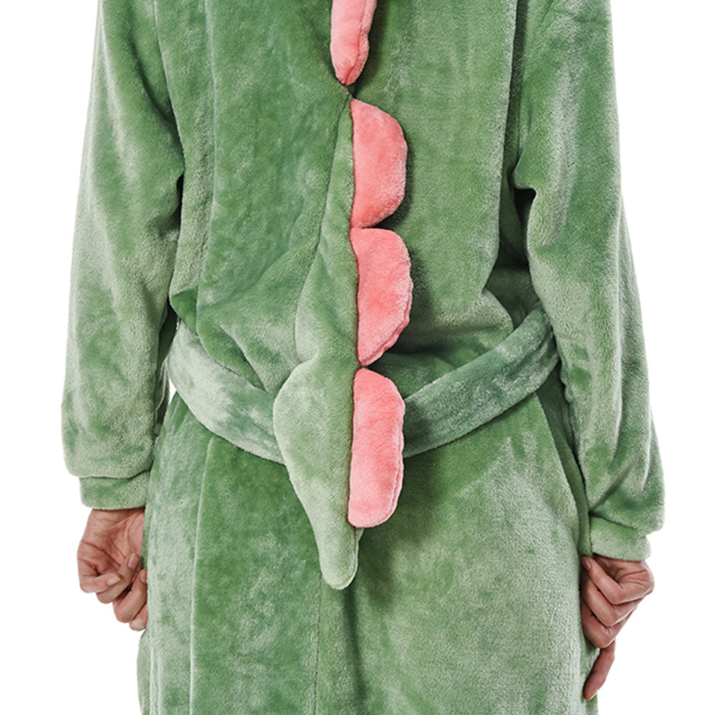 OLAOLA Women Adult Dinosaurs Animal Onesie Plush Bathrobe Soft Flannel Warm Home Robe