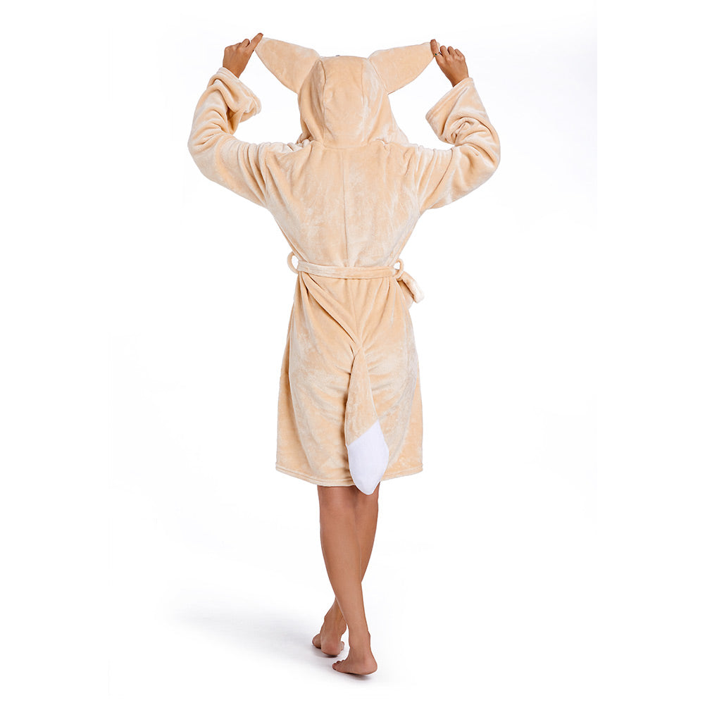 OLAOLA Women Adult Fennec Fox Animal Onesie Plush Bathrobe Soft Flannel Warm Home Robe