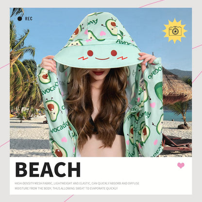 OLAOLA Women UPF 50+ Avocado Sun Protection Hoodie Beach Swim Cover Up Lightweight Long Sleeve Hiking Outdoor