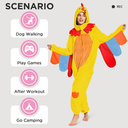 OLAOLA Yellow Turkey Animals Onesie Pajamas Warm Home One-Piece Soft Sleepwear For Adult Christmas