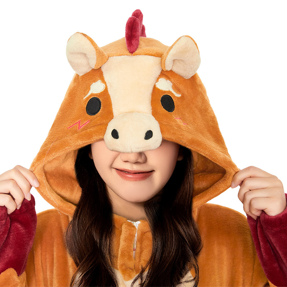 OLAOLA Zodiac Horse Pyjamas Unisex Adult Plush Animals Onesie Christmas Pajamas Warm Home One-Piece Sleepwear